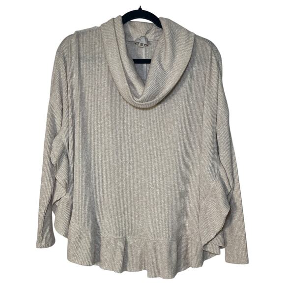 Anthropologie Sweaters - Anthropologie Cream Gold Flutter Oversized Cowl Neck Sweater XS / Small
